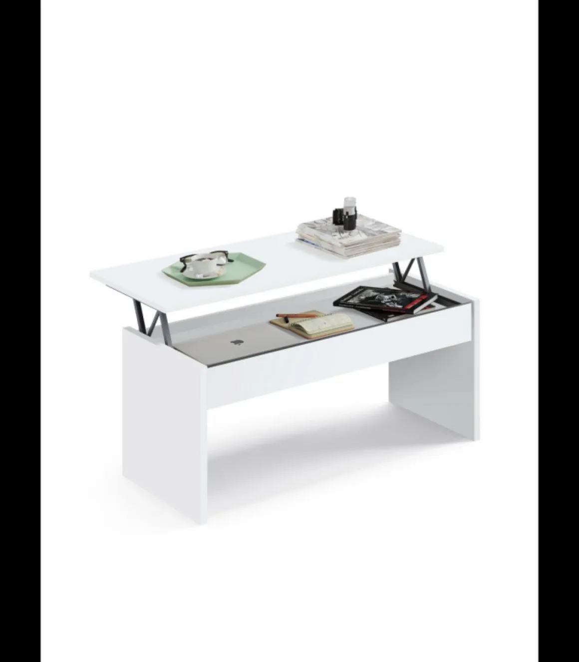 Mesa de centro Elevable Oslo acabado blanco, 47-58 cm(alto)100 cm(ancho)50 cm(largo)