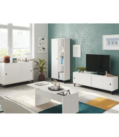 Mesa de centro Elevable Oslo acabado blanco, 47-58 cm(alto)100 cm(ancho)50 cm(largo)
