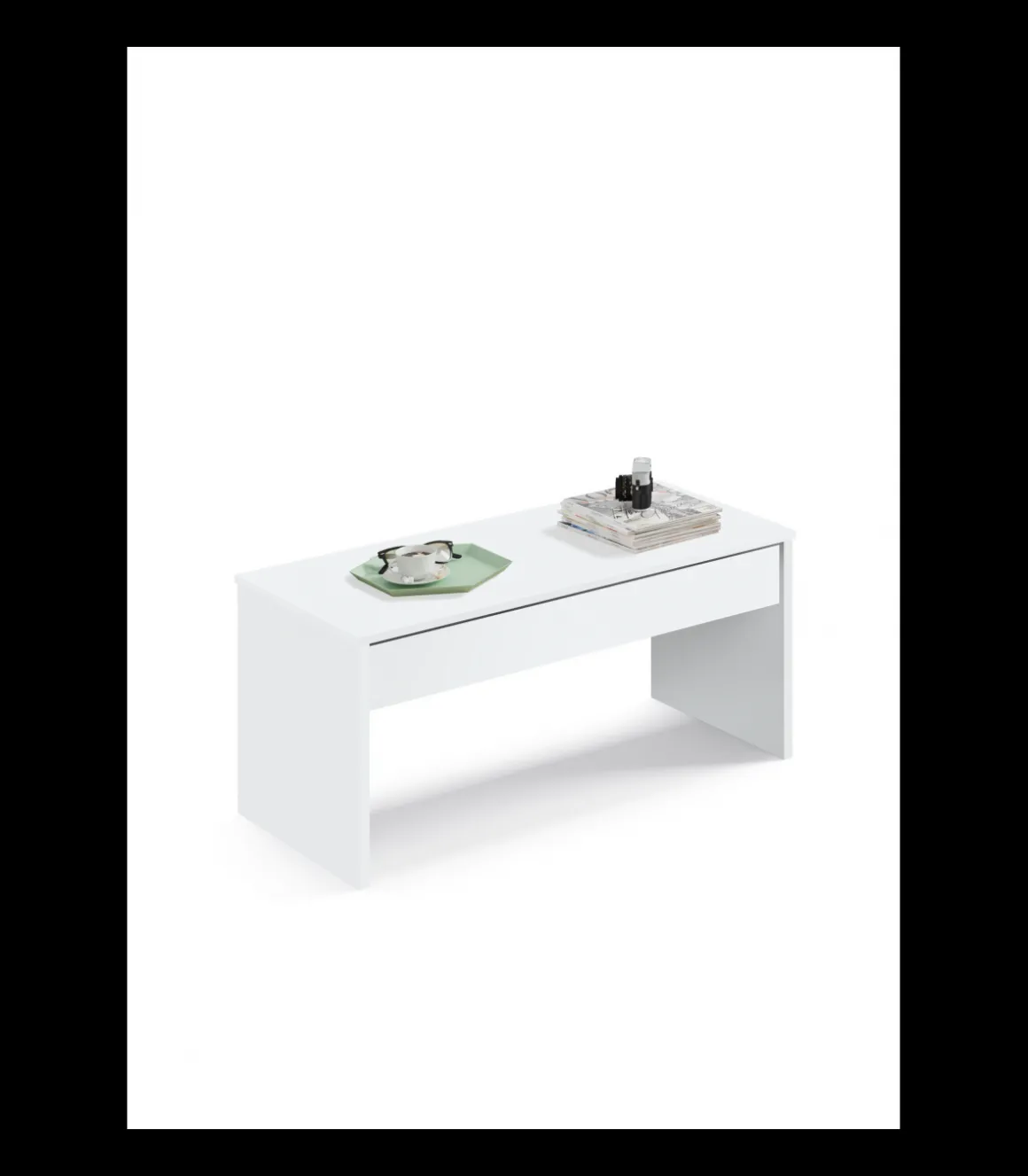 Mesa de centro Elevable Oslo acabado blanco, 47-58 cm(alto)100 cm(ancho)50 cm(largo)