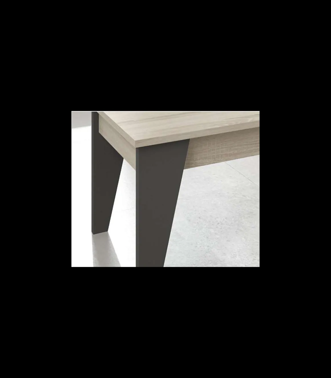 Mesa de centro elevable Ugijar en ártico y grafito. 46 cm(alto)100 cm(ancho)50 cm(largo)