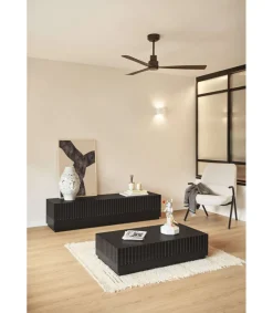 Mesa de centro modelo Doric 2 cajones acabado negro, 60cm(ancho) 28cm(alto) 110cm (largo)