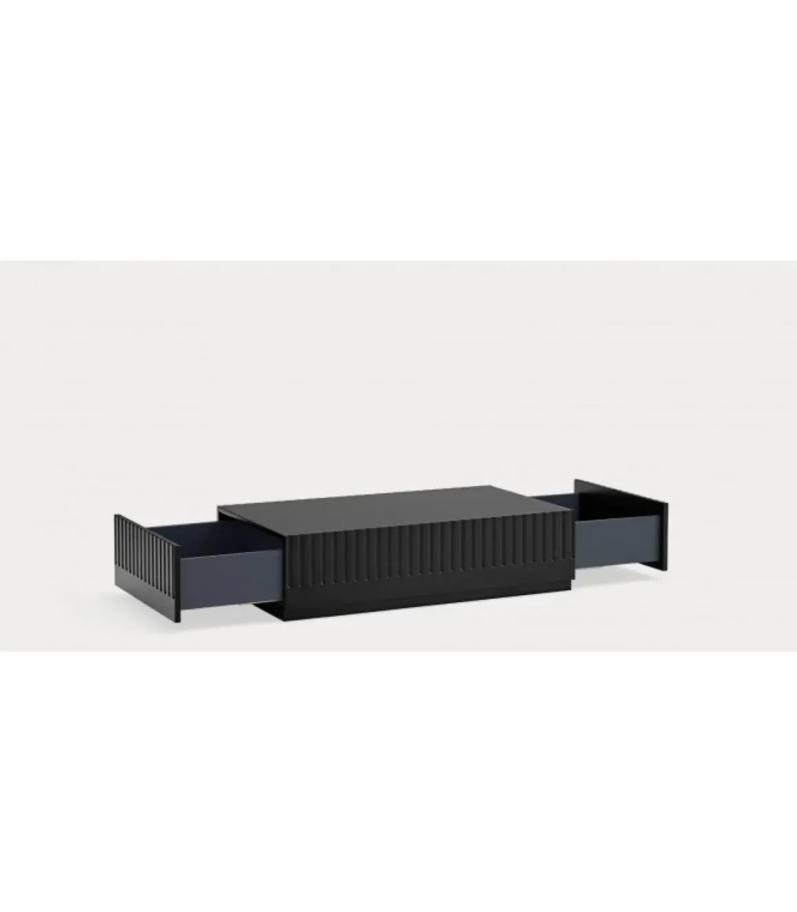 Mesa de centro modelo Doric 2 cajones acabado negro, 60cm(ancho) 28cm(alto) 110cm (largo)