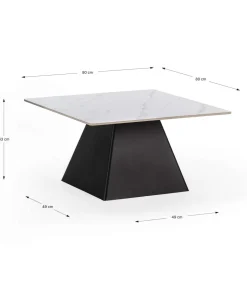 Mesa de centro modelo Jana acabado blanco/negro, 43cm(alto) 8cm(ancho) 80m(fondo).