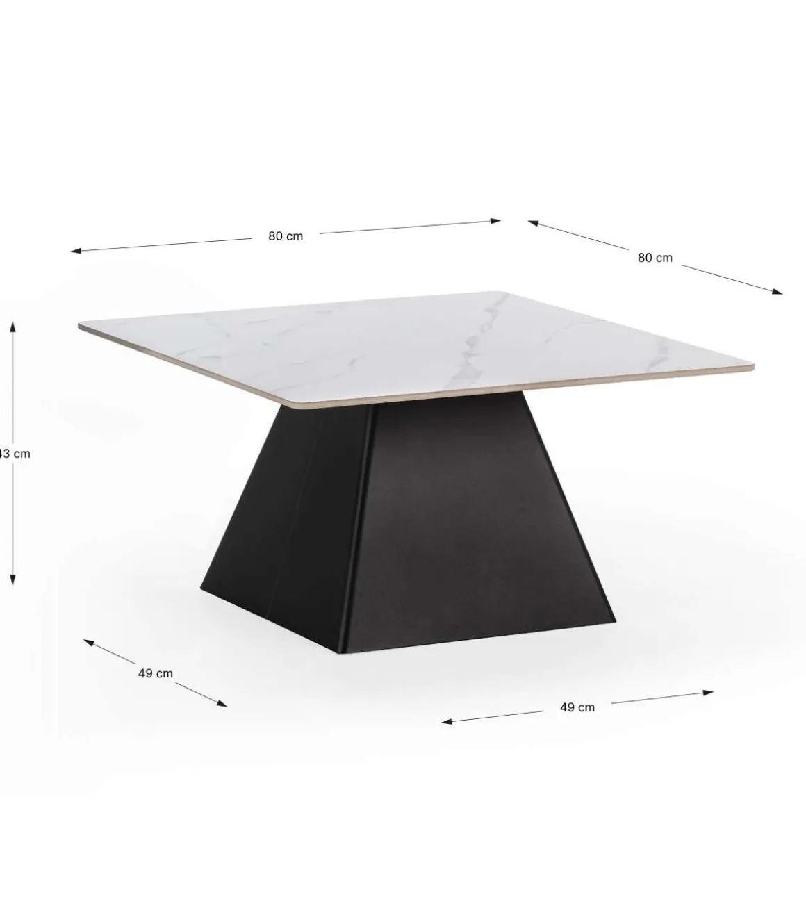 Mesa de centro modelo Jana acabado blanco/negro, 43cm(alto) 8cm(ancho) 80m(fondo).