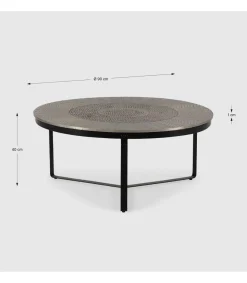 Mesa de centro modelo Saúl acabado latón envejecido, 40cm(alto) 90cm(ancho) 90m(fondo).
