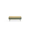 Mesa de centro para comedor modelo Arista 2 cajones acabado verde oliva, 60cm(ancho) 34cm(alto) 110cm (largo)