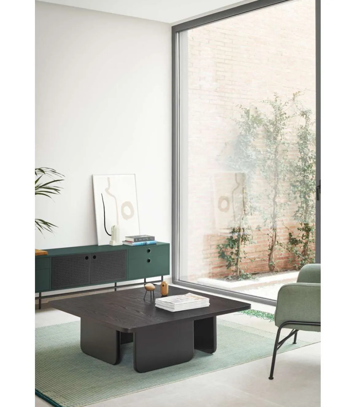 Mesa de centro para comedor modelo Arq acabado negro, 100cm(ancho) 35cm(alto) 100cm(largo)