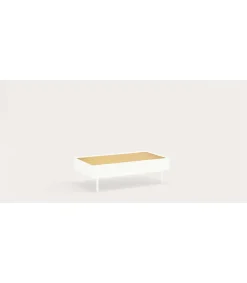 Mesa de centro para comedor modelo Arista 2 cajones acabado blanco, 60cm(ancho) 34cm(alto) 110cm (largo)