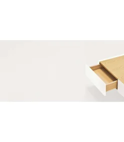 Mesa de centro para comedor modelo Arista 2 cajones acabado blanco, 60cm(ancho) 34cm(alto) 110cm (largo)