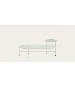Mesa de centro para comedor modelo Nica acabado crema, 60cm(ancho) 30/48cm(alto) 120cm (largo)