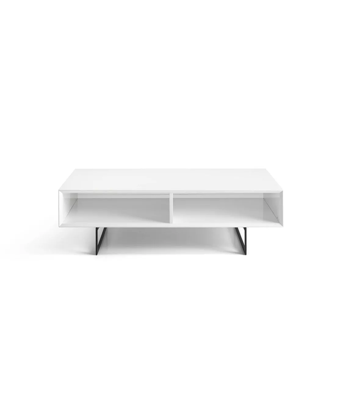 Mesa de centro rectangular en blanco alto brillo Yasmín, 120 x 60 x 35 cm (largo x ancho x alto)