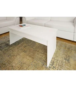 Mesa de centro rectangular Natalia acabado en blanco soft, 100 x 50 x 41.6 cm (largo x ancho x alto)