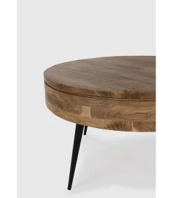 Mesa de centro redonda modelo Erika acabado madera de acacia, 50cm(alto) 90cm(ancho) 90cm(fondo).