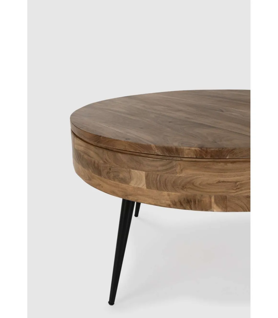 Mesa de centro redonda modelo Erika acabado madera de acacia, 50cm(alto) 90cm(ancho) 90cm(fondo).