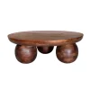 Mesa de centro redonda modelo Bruno acabado madera de mango, 29cm(alto) 100cm(ancho) 100cm(fondo).