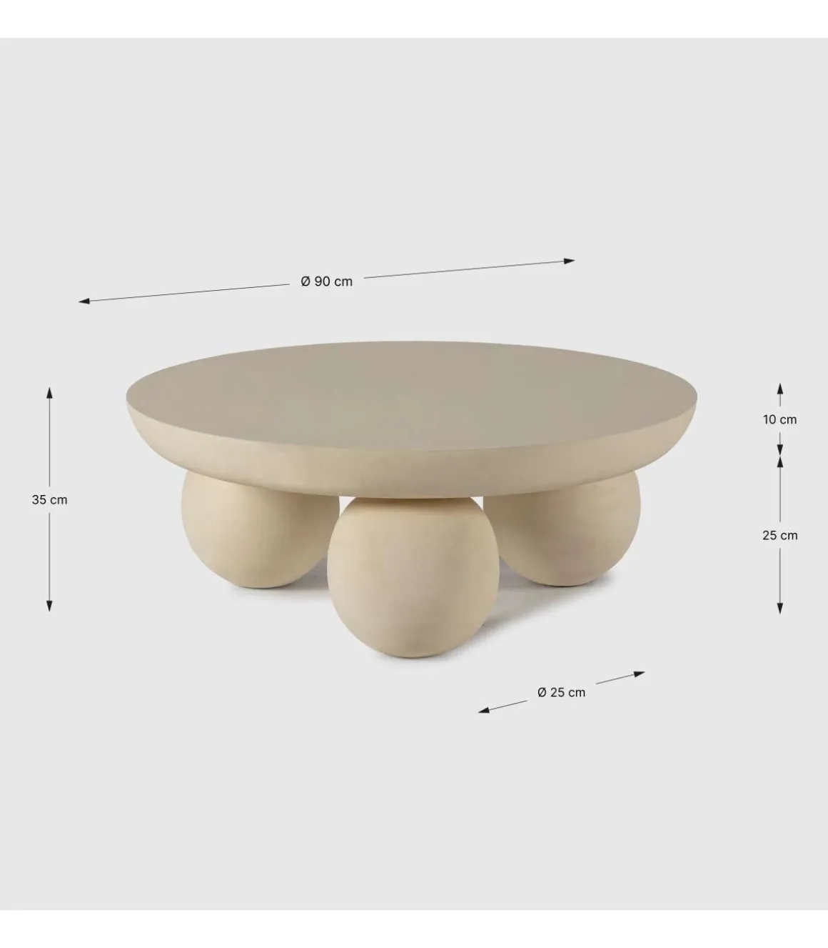 Mesa de centro redonda modelo Bruno acabado madera de mango acabado beige, 35cm(alto) 90cm(ancho) 90cm(fondo).