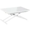 Mesa de Centro Up-Down, elevable extensible acabado blanco, 50-100 cm(ancho)100 cm(largo)