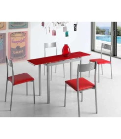 Mesa de cocina extensible Irene acabado rojo, 85/135 x 40 x 76 cm (largo x ancho x alto)