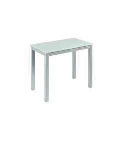 Mesa de cocina extensible Laia acabado cristal blanco, 95cm (largo) x 55/95cm ancho x 76cm (alto)