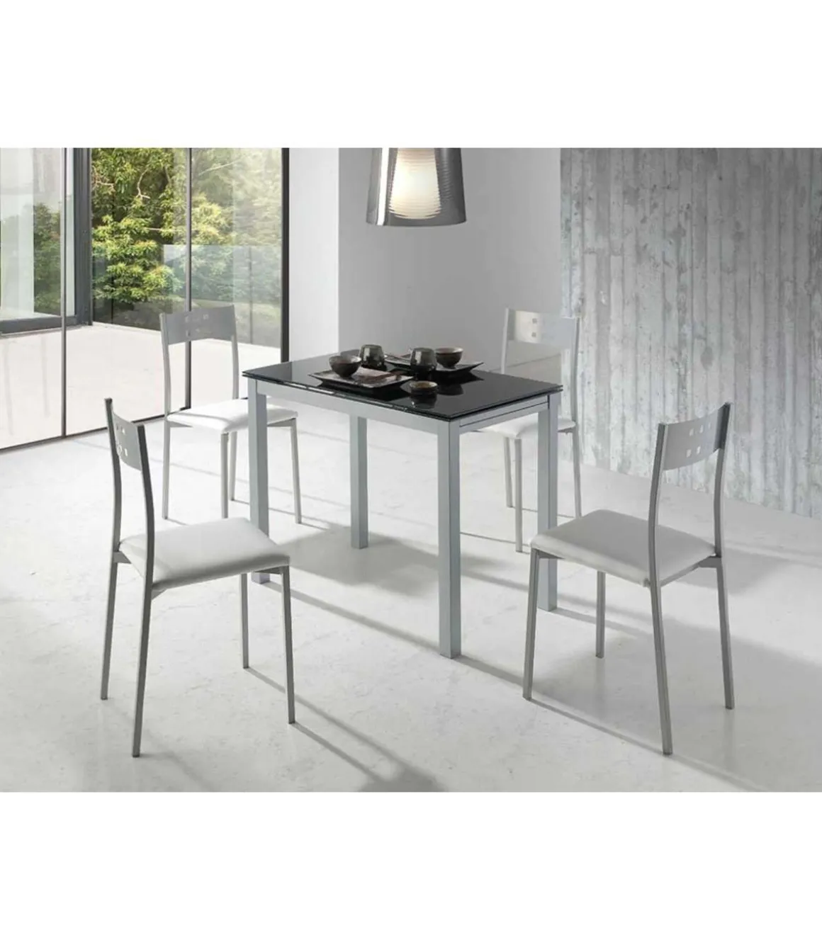 Mesa de cocina extensible Triana acabado negro, 100/140cm (largo) x 60cm (ancho) x 76cm (fondo)