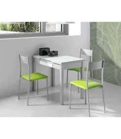 Mesa de cocina extensible Victoria acabado blanco, 100/160 X 60 X 76 cm (largo x ancho x alto)