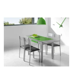 Mesa de cocina extensible Victoria acabado verde, 100/160 X 60 X 76 cm (largo x ancho x alto)