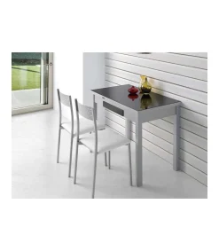 Mesa de cocina extensible Victoria acabado negro, 100/160 X 60 X 76 cm (largo x ancho x alto)