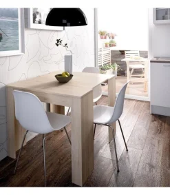 Mesa de comedor Bailen multifunción extensible en madera natural de 77 cm(alto), 54-101-147-194-240 cm(ancho), 90 cm(largo)