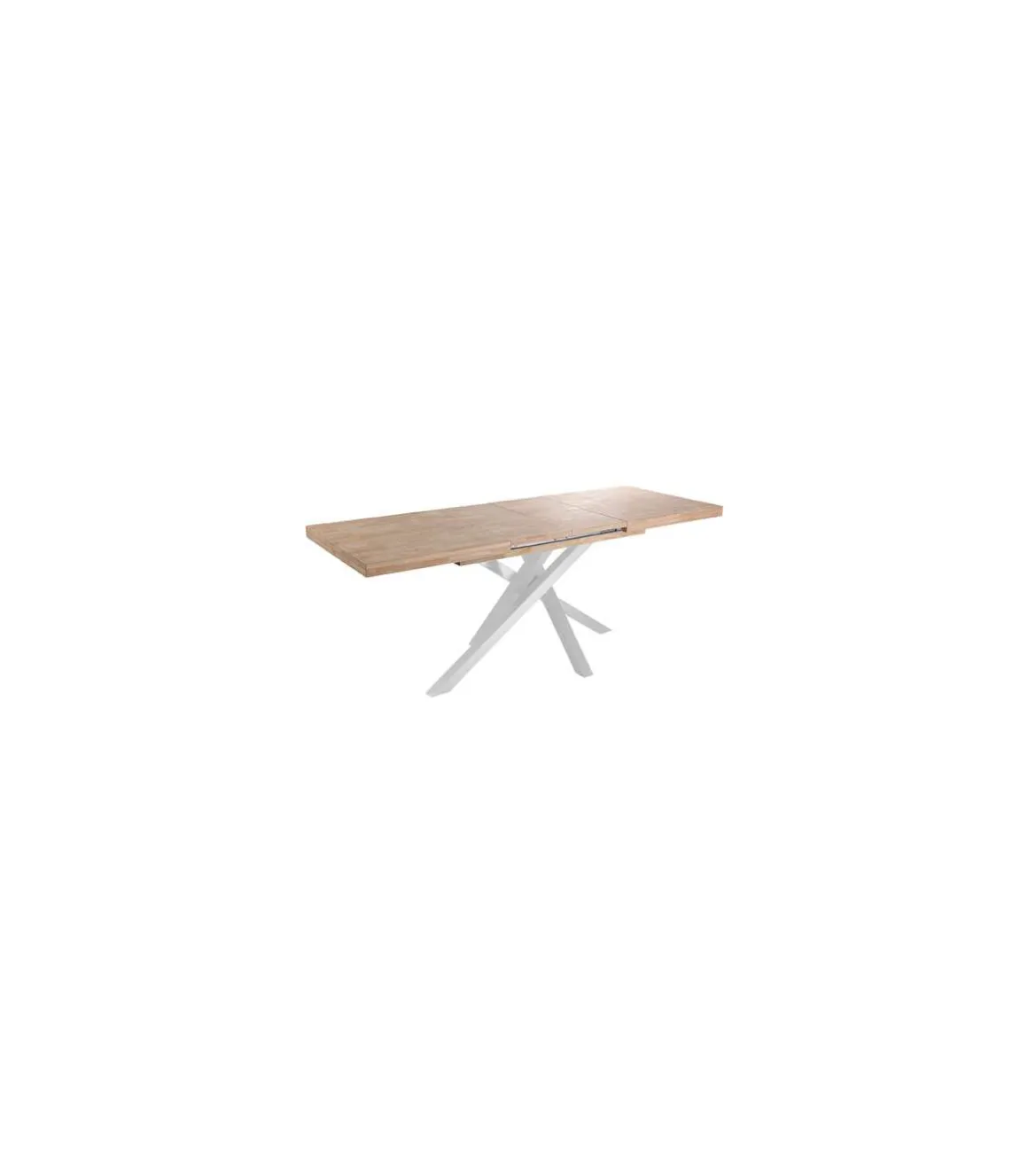 Mesa de comedor extensible Xena acabado roble nordish/blanco, 76cm(alto) 160-200-240cm(ancho) 90cm(fondoo)