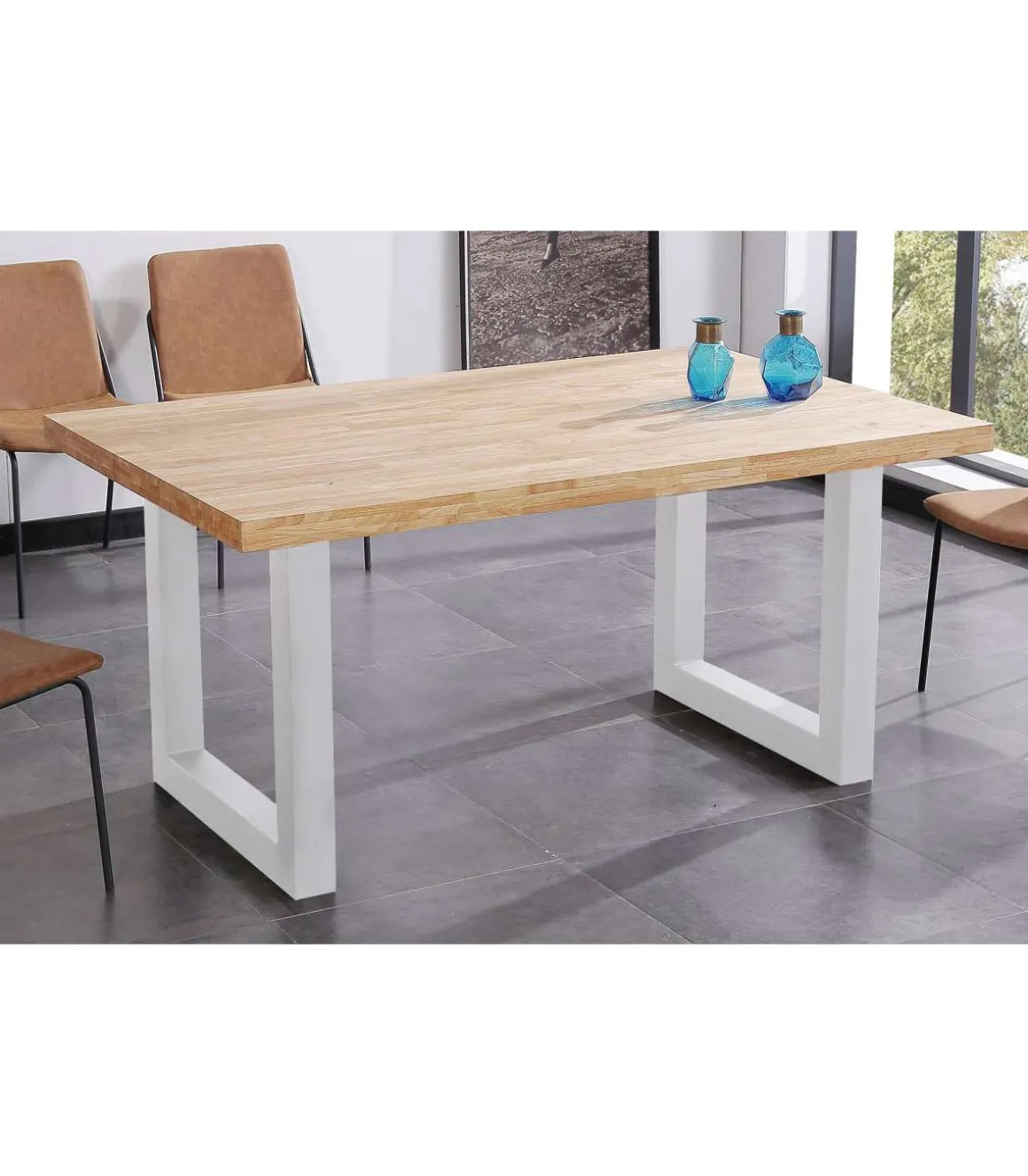 Mesa de comedor fija Loft Roble nordish/ blanco 160 cm(ancho)100 cm(fondo) 75 cm(alto).
