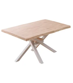 Mesa de comedor fija Xena 150 tapa con forma acabado roble nordish/blanco, 76 cm(alto)150 cm(ancho)90 cm(largo)