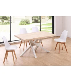 Mesa de comedor fija Xena tapa recta140 acabado roble nordish/blanco 76 cm(alto)140 cm(ancho)80 cm(largo)