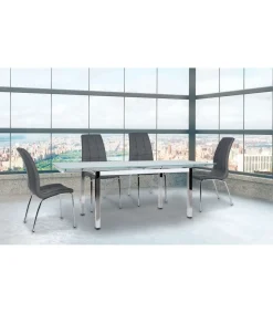 Mesa de cristal extensible modelo Duero. 140-220 cm(ancho) 75 cm(altura) 90 cm(fondo)