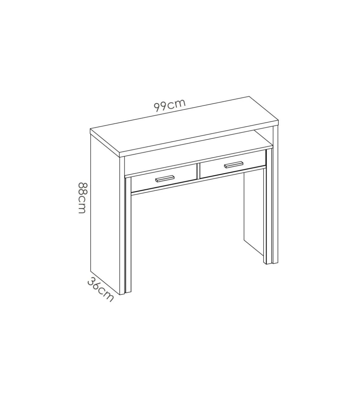 Mesa de despacho extensible Torreperogil acabado blanco brillo 88 cm(alto)99 cm(ancho)36 cm(fondo)