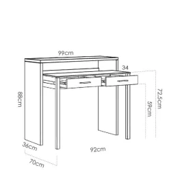 Mesa de despacho extensible Torreperogil acabado blanco brillo 88 cm(alto)99 cm(ancho)36 cm(fondo)