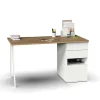 Mesa de despacho Kiroba acabado roble gold/blanco, 76cm(alto) 137.5cm(ancho) 67cm(fondo)
