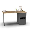 Mesa de despacho Kiroba acabado roble gold/gris, 76cm(alto) 137.5cm(ancho) 67cm(fondo)