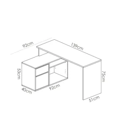 Mesa de despacho Santa Elena en blanco, 75 cm(alto)139 cm(ancho)50 cm(fondo)