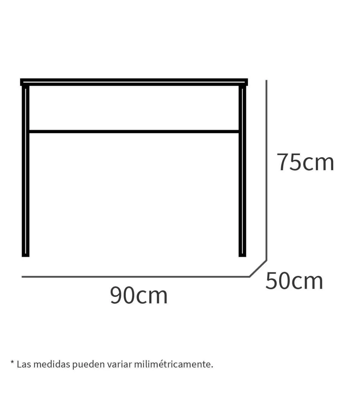 Mesa de despacho Turin acabado blanco, 75 cm(alto)90 cm(ancho)50 cm(fondo)