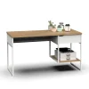 Mesa de escritorio Shira acabado blanco/roble, 76cm(Alto) 137.5cm(Ancho) 58cm(Fondo