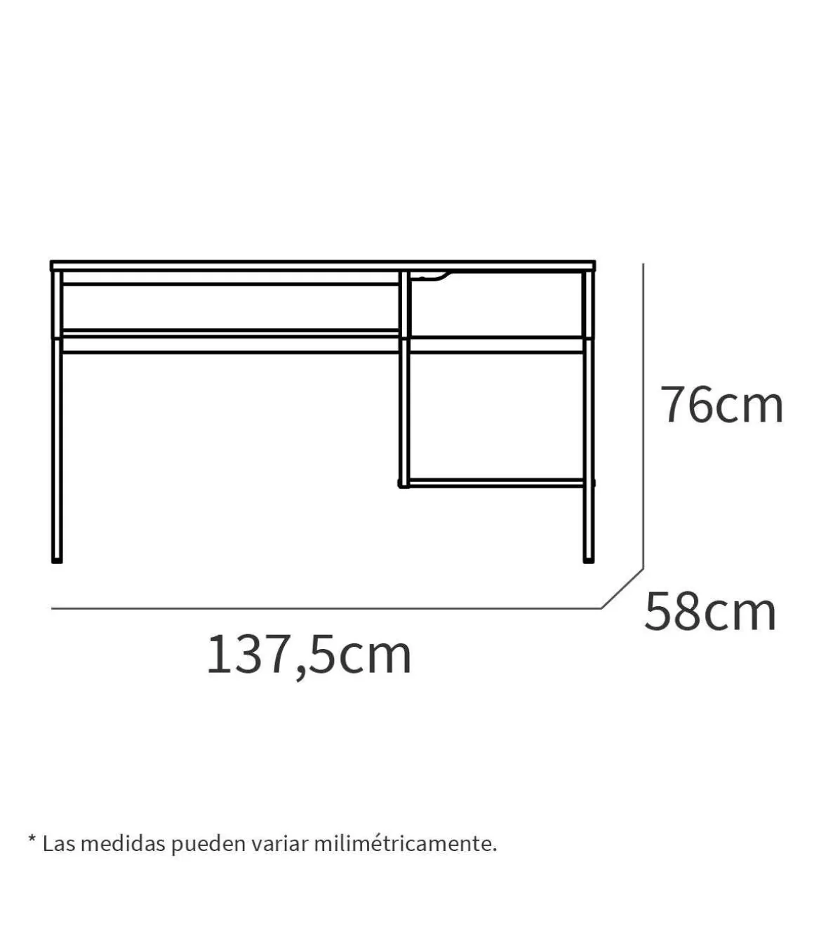 Mesa de escritorio Shira acabado blanco/roble, 76cm(Alto) 137.5cm(Ancho) 58cm(Fondo