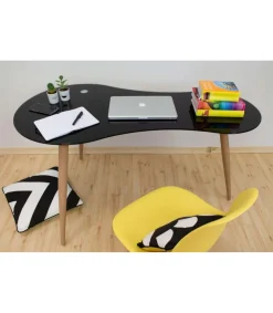 Mesa de estudio acabado cristal negro, 74cm(alto) x 140cm(ancho) x 70cm(fondo).