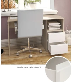 Mesa de estudio 2 cajones acabado roble/blanco 75 cm(alto)120 cm(ancho)50 cm(fondo)