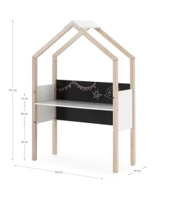 Mesa de estudio modelo Rosalia acabado blanco/cera blanca, 100cm(ancho) 155cm(altura) 40cm(fondo)