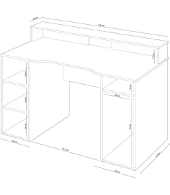 Mesa de ordenador color antracita Gamer gris 88 cm (alto) x 136 cm (ancho) x 67 cm (prof.)