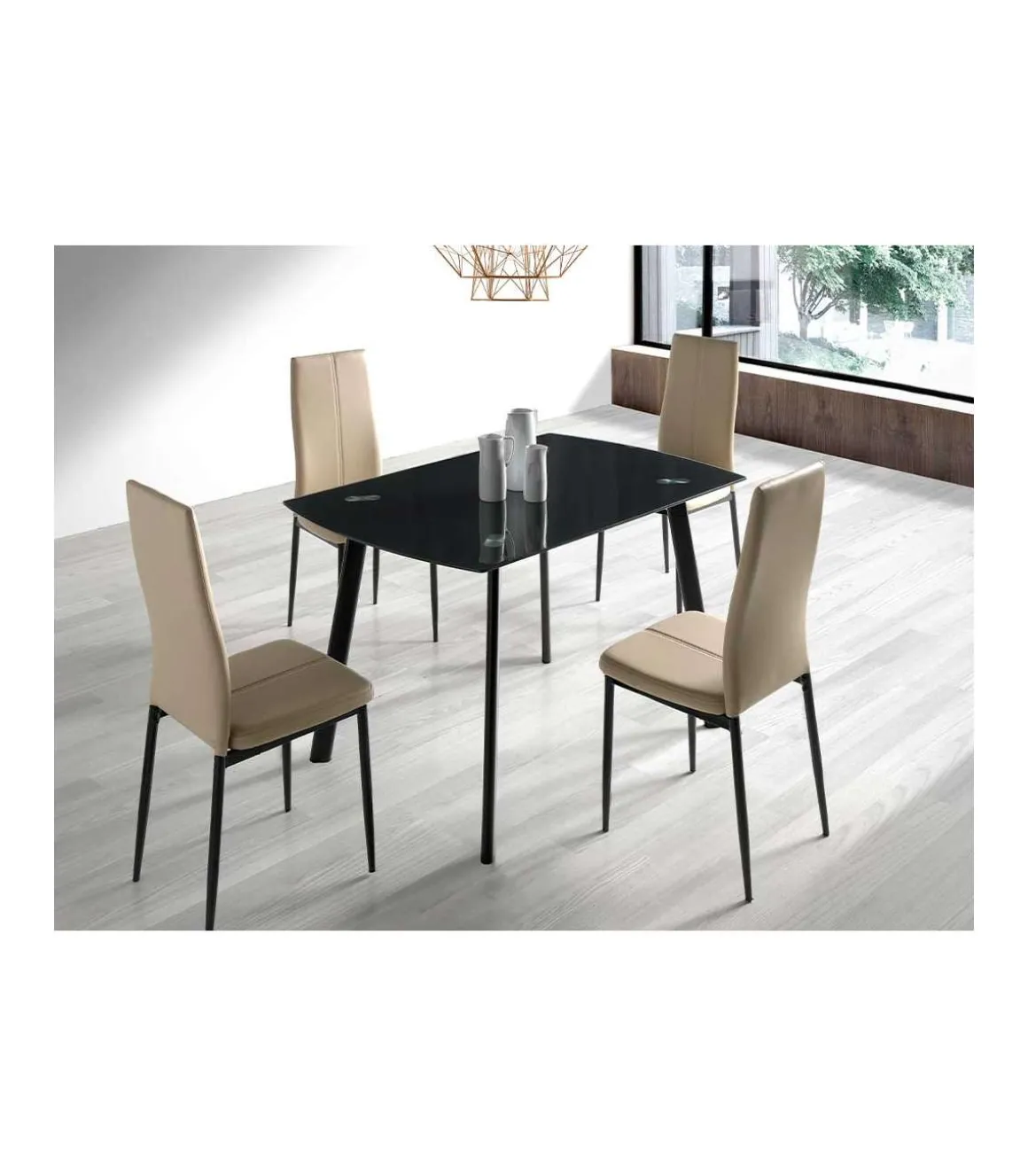 Mesa de Salon Paula cristal negro, 76cm(alto) 120cm(ancho) 80cm(largo)