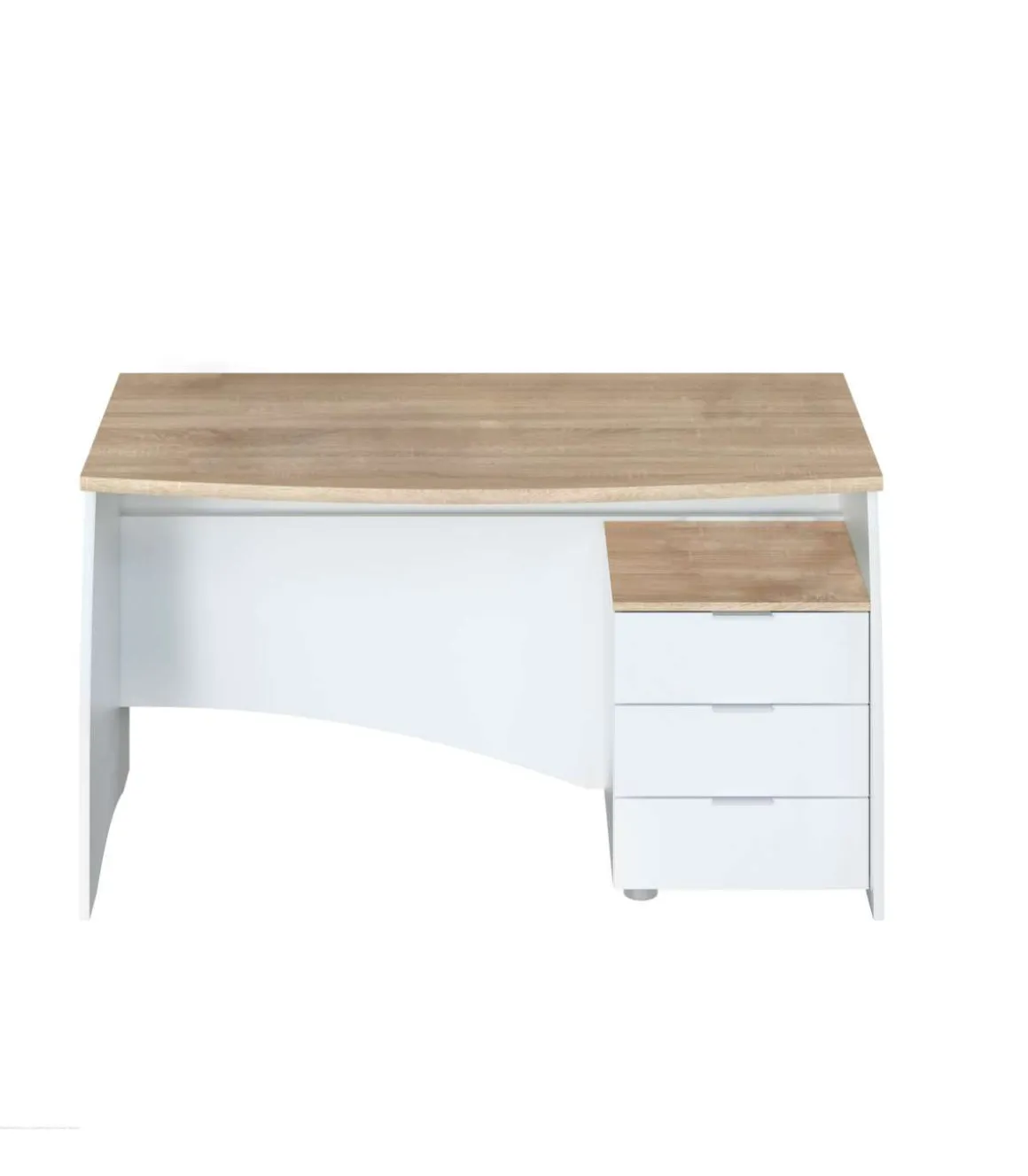 Mesa despacho Zoe con buc tres cajones Blanco Artik combinado Roble canadian 74 cm (alto) x 136 cm (ancho) x 67 cm (prof.)