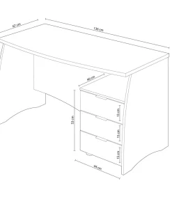 Mesa despacho Zoe con buc tres cajones Blanco Artik combinado Roble canadian 74 cm (alto) x 136 cm (ancho) x 67 cm (prof.)