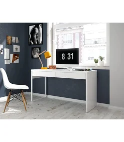 Mesa escritorio reversible 2 cajones Dallas en acabado blanco 138 cm(ancho), 75 cm(alto), 50 cm(fondo)