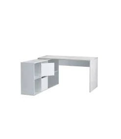 Mesa escritorio reversible con buc modelo Desing acabado en Gris Cemento y Blanco Artik